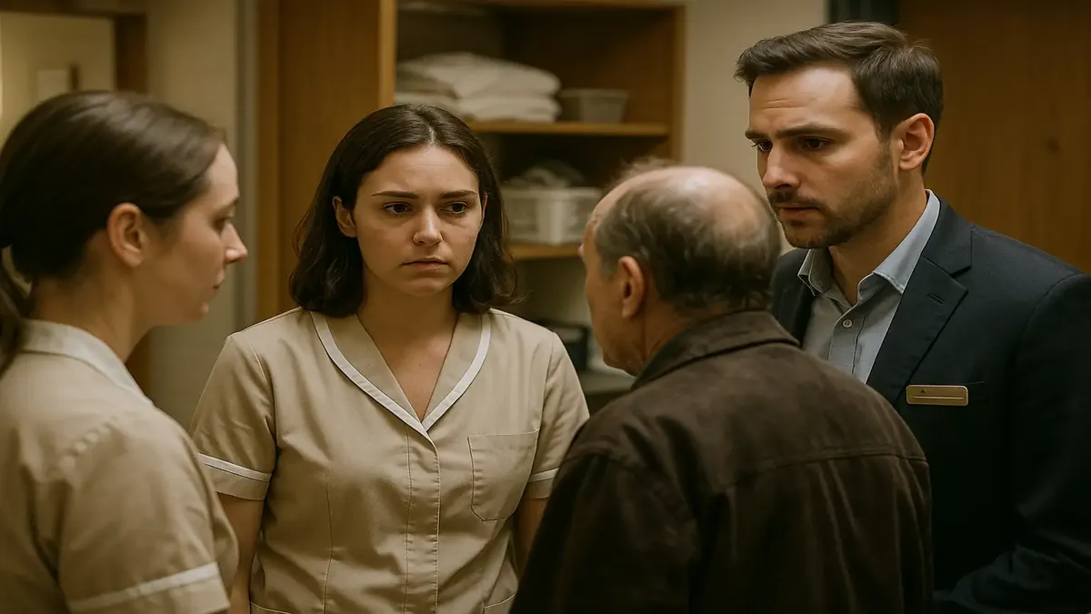 होटल के माहौल में फ्रंट डेस्क सुपरवाइजर ने हाउसकीपिंग स्टाफ के साथ एक अजीब मेहमान की घटना पर चर्चा की।