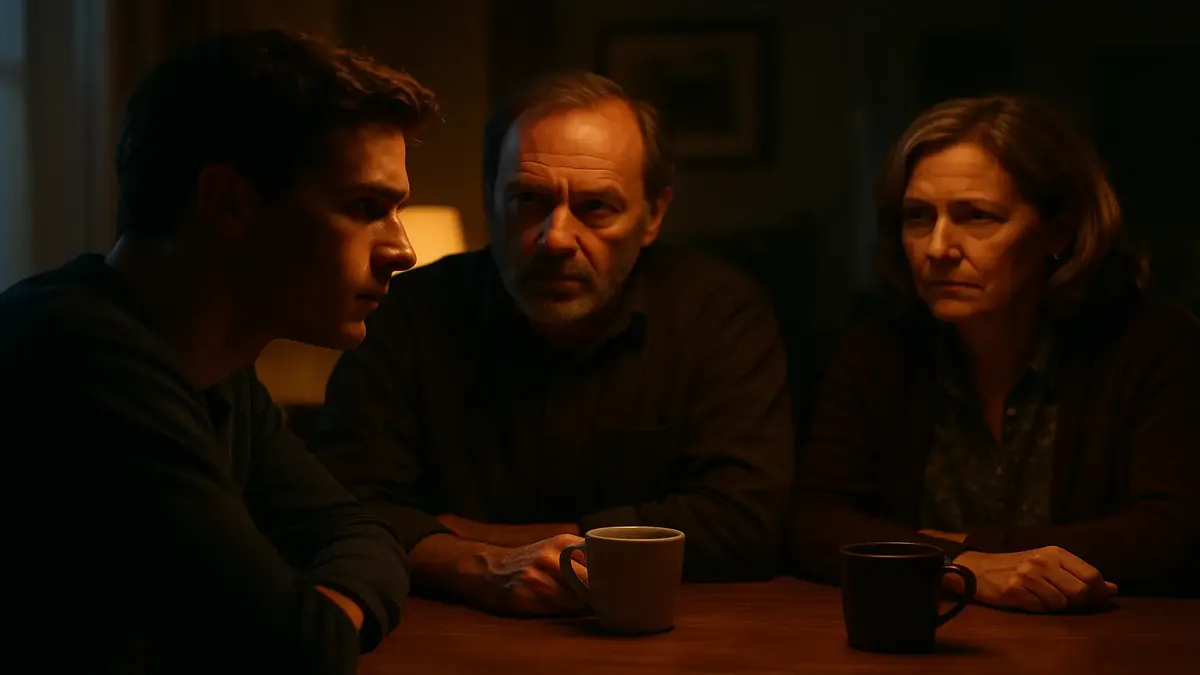 एक फिल्मी क्षण में परिवार एक मजेदार पल साझा कर रहा है, जिसमें माता-पिता और बच्चों के बीच की छोटी-छोटी प्रतिशोध की कहानियाँ हैं।