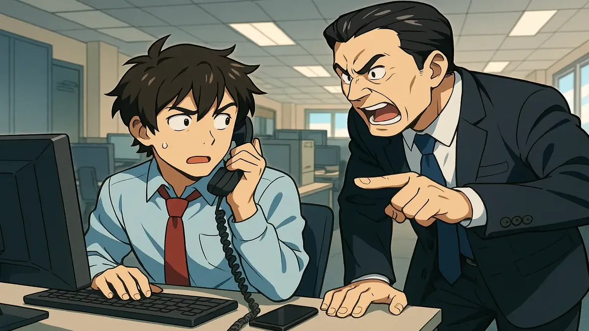 कार्य के दौरान डेस्क पर बैठे एक निराश IT सपोर्ट कर्मचारी, फोन कॉल्स को अनसुना कर रहा है।