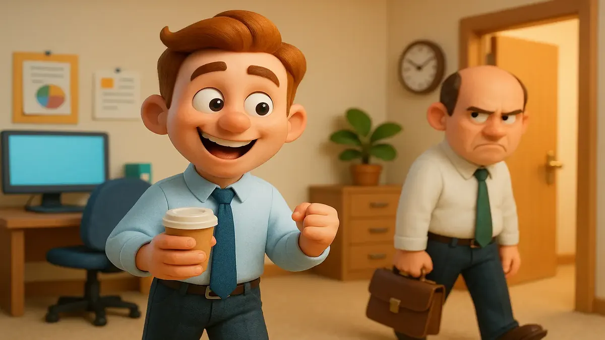 அலுவலகத்தில் வேலை நேரத்தை மாறுபடுத்தும் முறைகளைப் பற்றி விவாதிக்கும் அங்கத்தவர்களின் கார்டூன் 3D படம்.