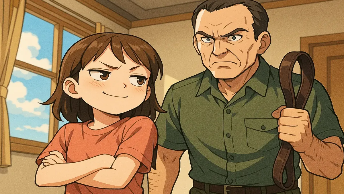 ஜென்எக்ஸ் குழந்தை, தனது குழந்தைப் பருவம் மற்றும் அப்பா போன்ற நபர்களிடமிருந்து கற்றுக்கொண்ட பாடங்களை நினைவூட்டும் அனிமே ஸ்டைல் வரைபடம்.