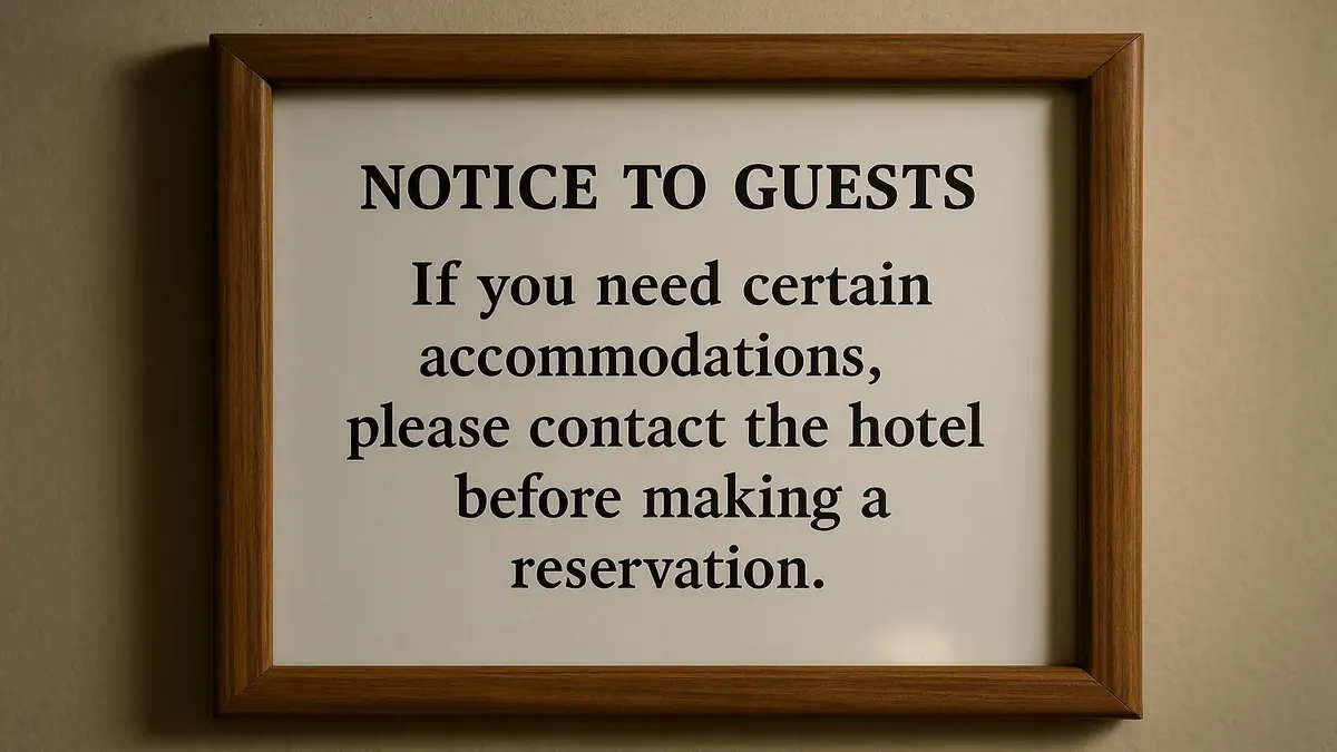 Hotel front desk welcoming guests with accessibility needs during peak summer season.