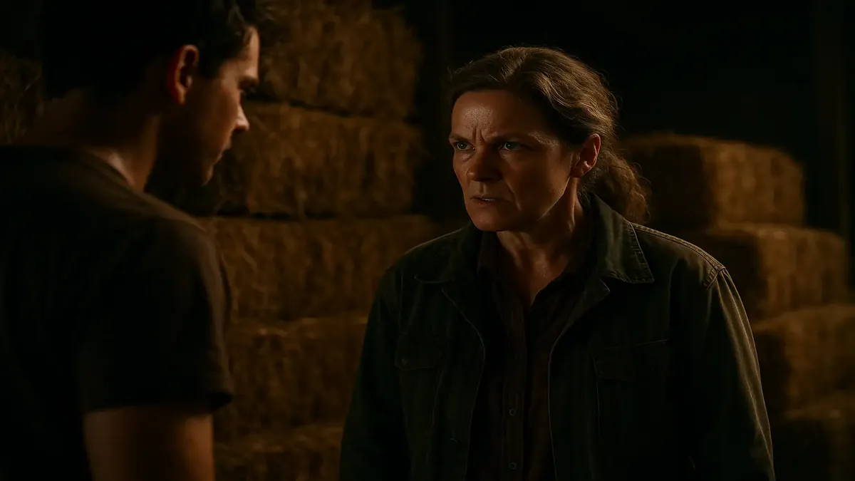 Bales of hay stacked neatly on a rural farm, symbolizing hard work and community ties in agriculture.