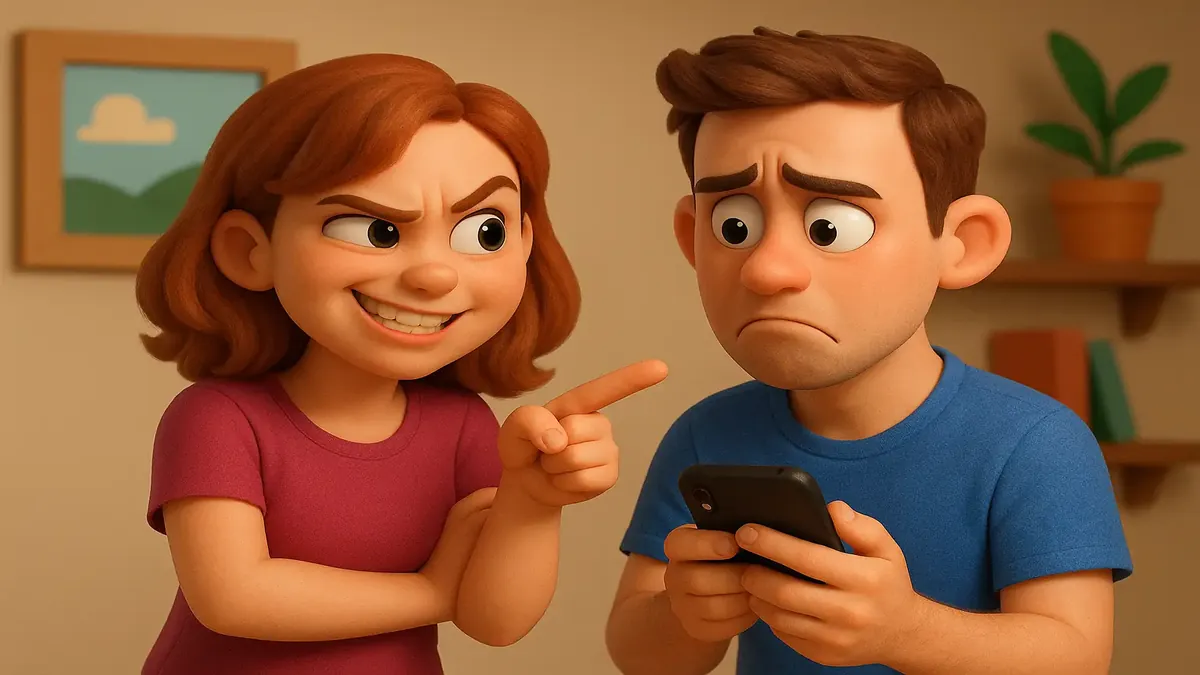 Cartoon-style illustration of a woman confronting her ex, symbolizing petty revenge after a breakup.