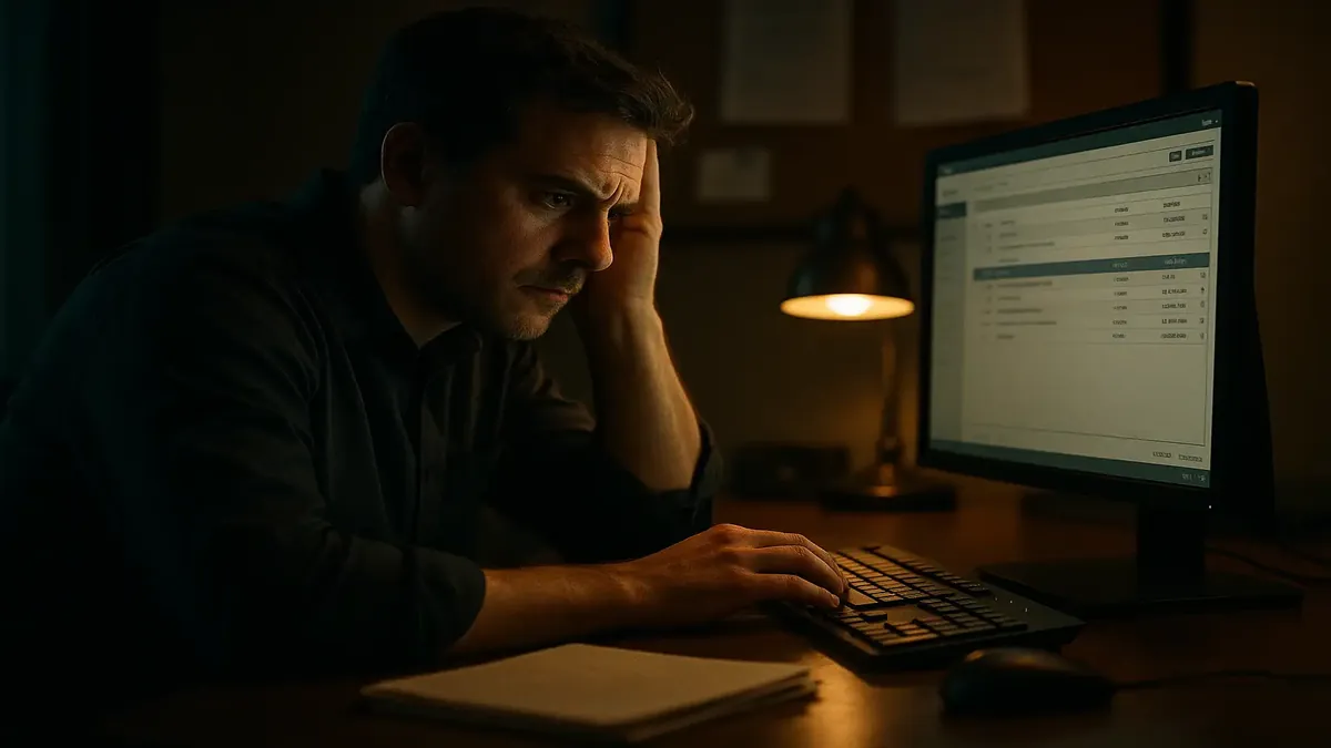 Cinematic scene of two MSPs communicating over a persistent helpdesk ticket issue.