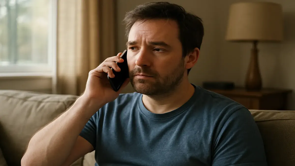 A humorous depiction of a narrator pondering life while on a phone call, surrounded by cheese and chaos.