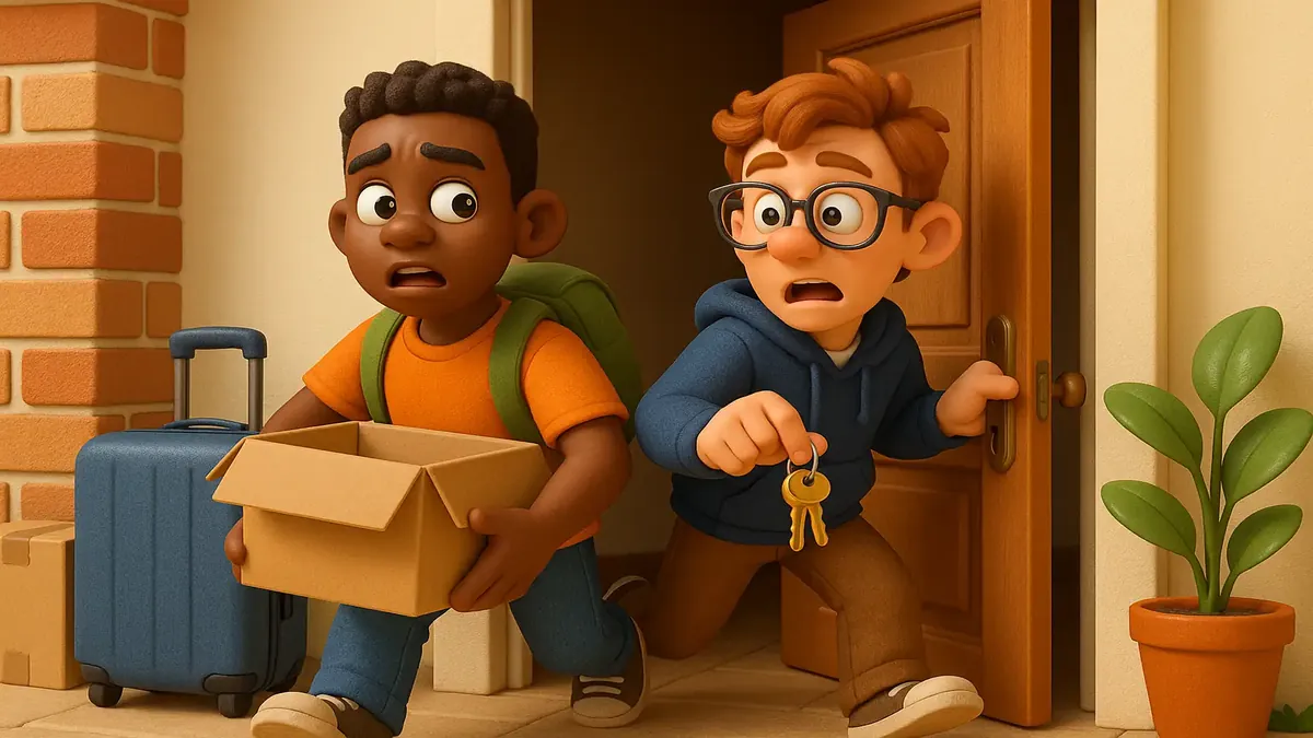 Cartoon 3D illustration of a frustrated roommate dealing with a housing request denial.