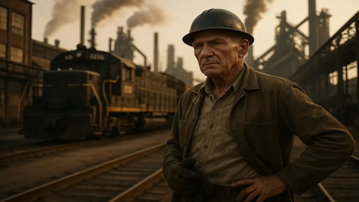 WWII veteran grandfather in law at a steel mill, showcasing his hardworking legacy in the 1960s.
