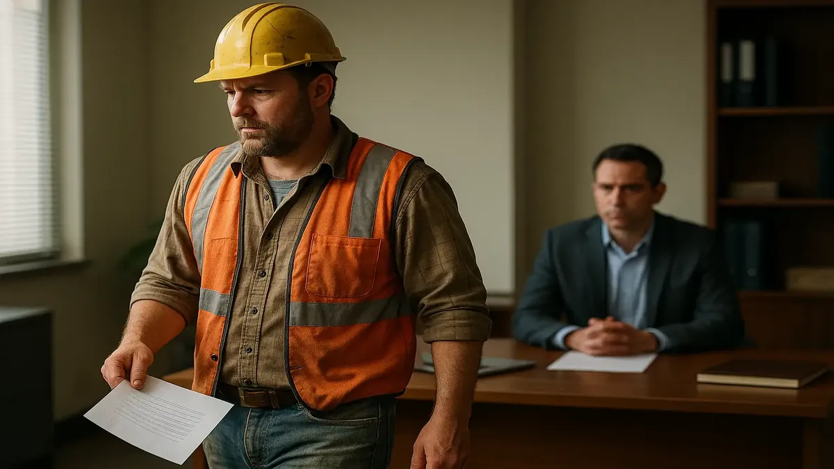 Contractor exiting workplace abruptly, highlighting job instability in engineering contracts.