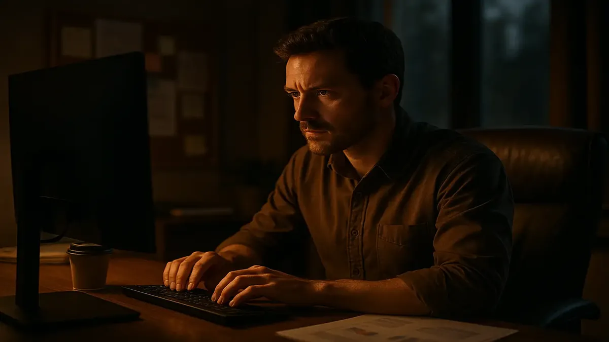 Cinematic scene of a graphic designer planning ads three months ahead, showcasing creativity and teamwork.