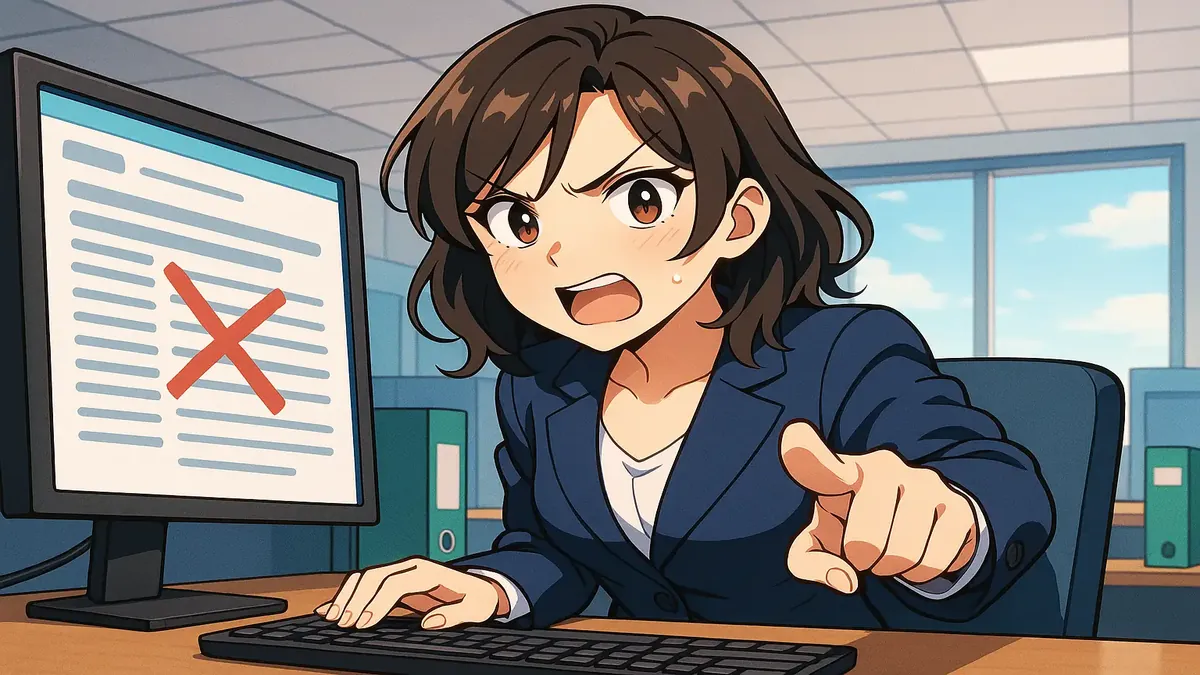 Anime illustration of an IT professional managing user access on a digital portal, showcasing a user deletion process.