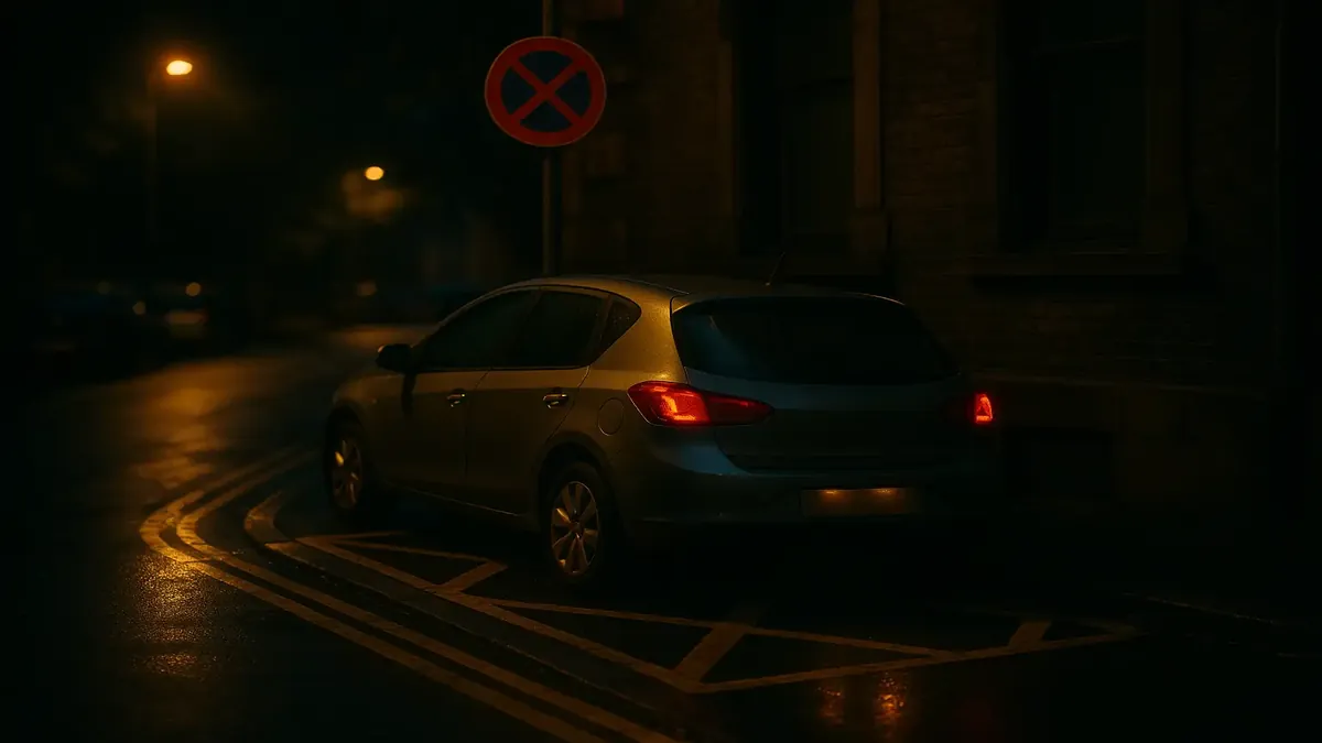Cinematic view of a crowded public parking lot highlighting improper parking habits.