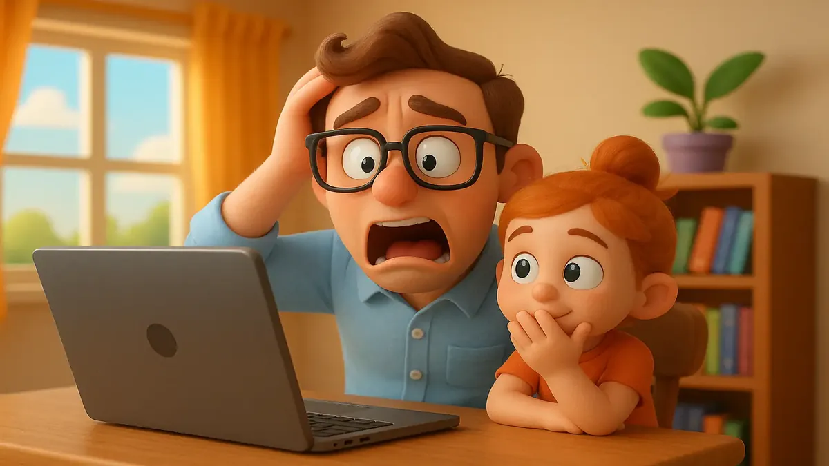 Cartoon-3D illustration of IT team struggling with content filter deployment while working from home.