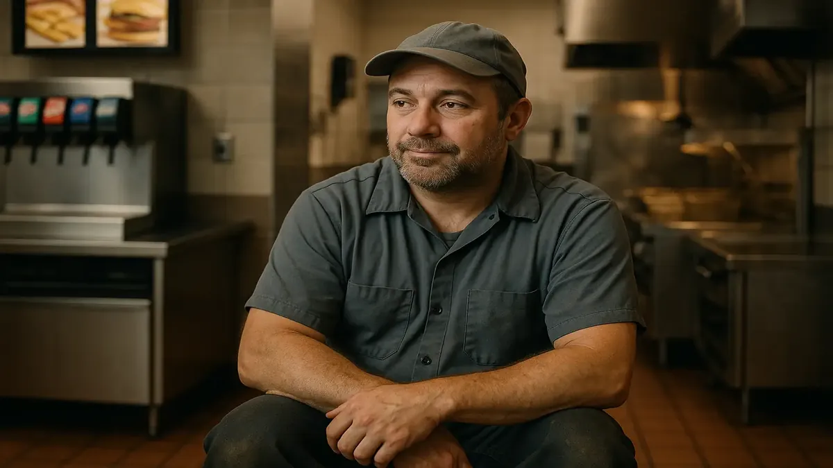 Maintenance worker at a fast food restaurant navigating overtime challenges with a supportive manager.
