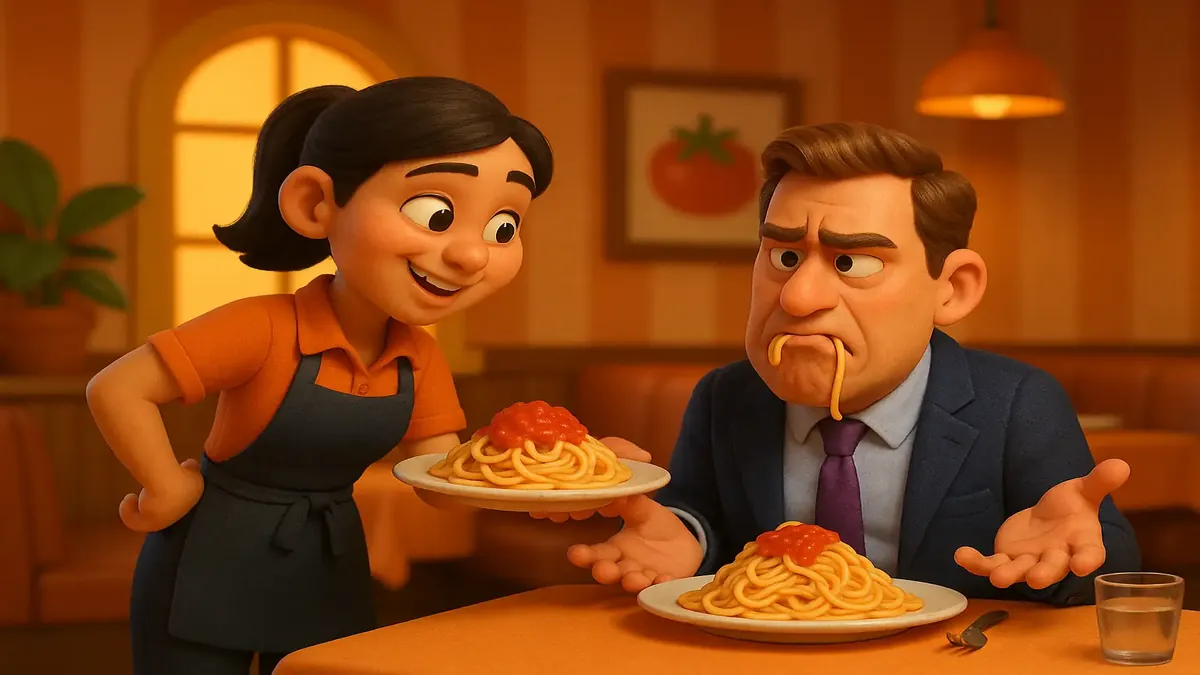 Cartoon-3D illustration of a couple from different backgrounds, highlighting class differences in marriage.