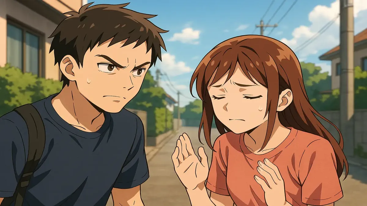 Anime illustration of a frustrated man with a phone, symbolizing friendship and financial betrayal.