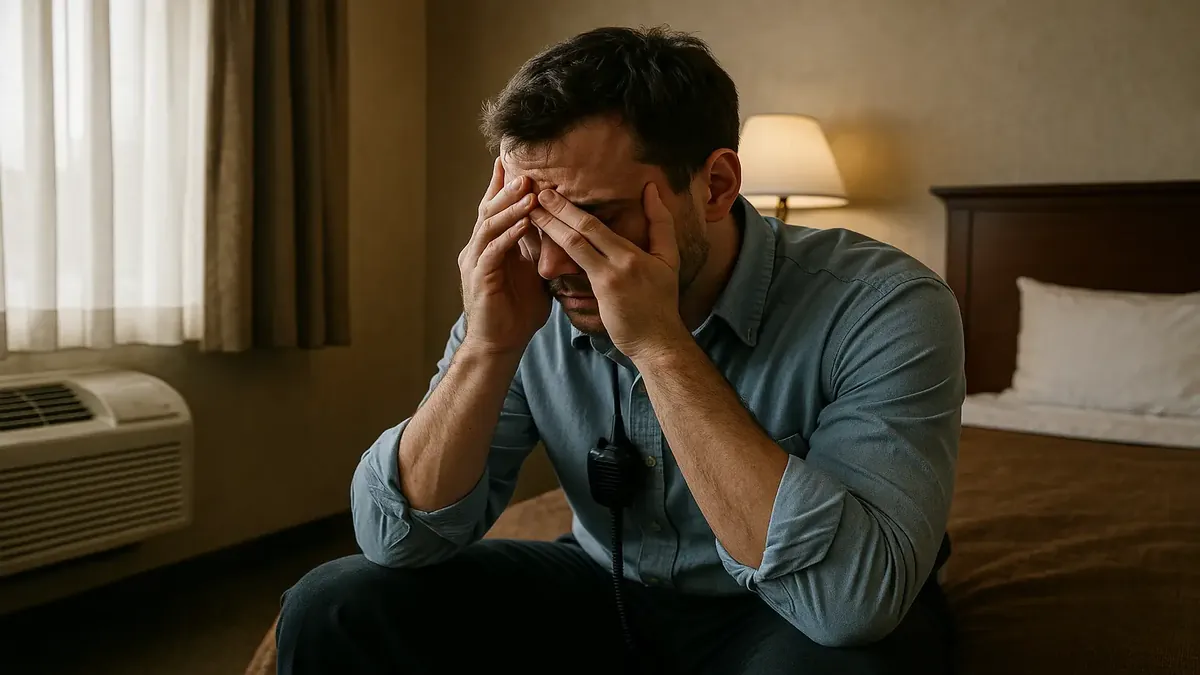Roach-infested hotel room reflecting the chaos of a challenging work environment.