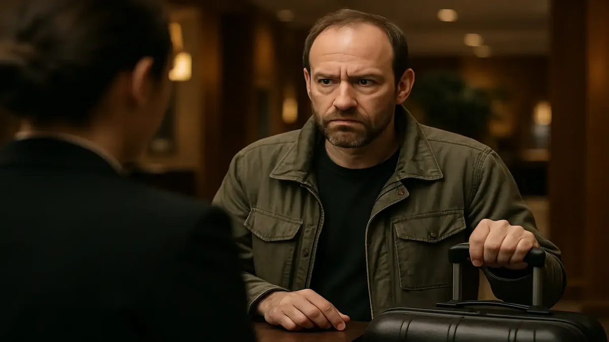 A humorous scene of a quirky guest haggling prices in a shop, showcasing vibrant interactions and expressions.