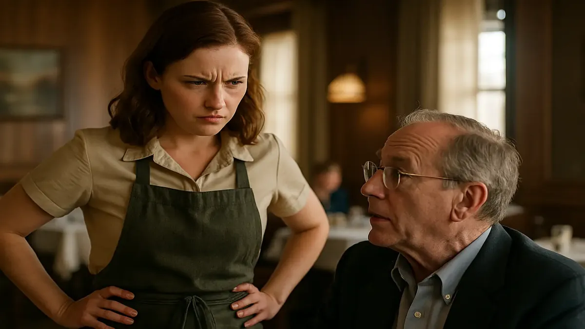 A photorealistic image of a lively conversation between friends at a café, with laughter and expressions of surprise.