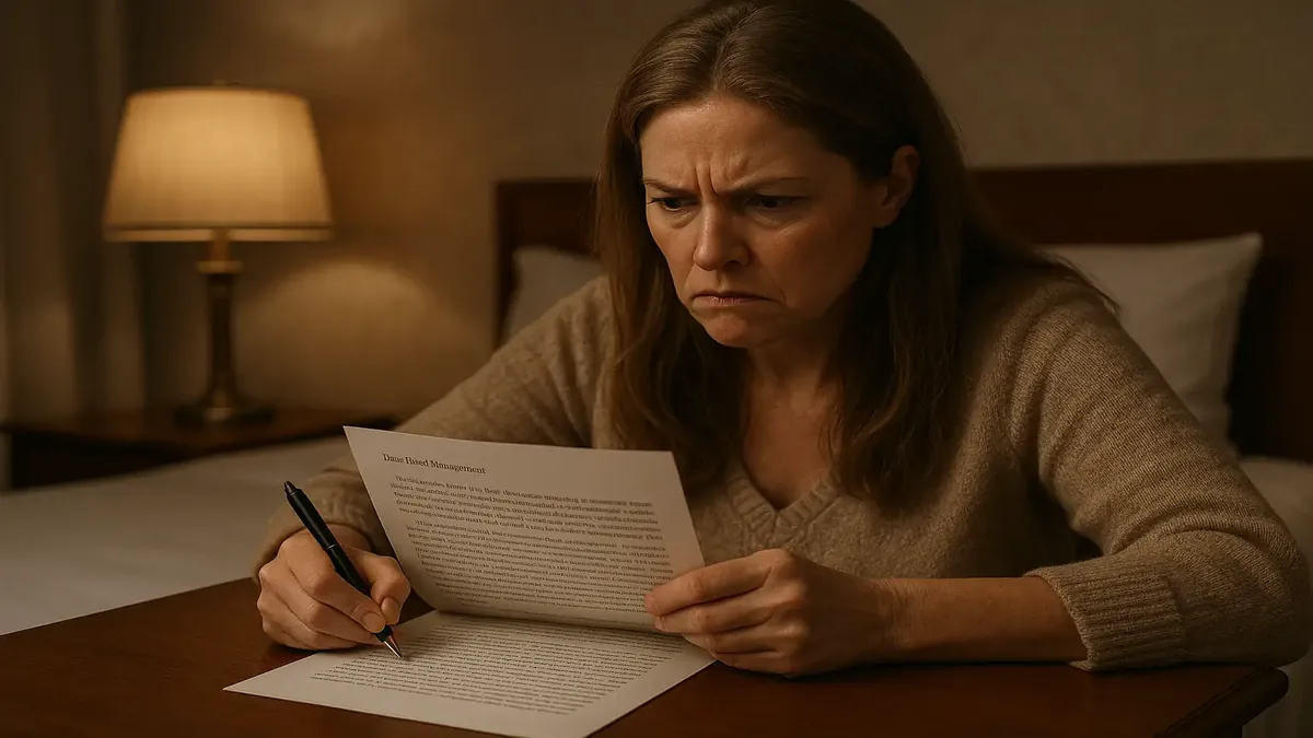 Frustrated hotel guest facing reservation issues, highlighting entitlement in customer service experiences.