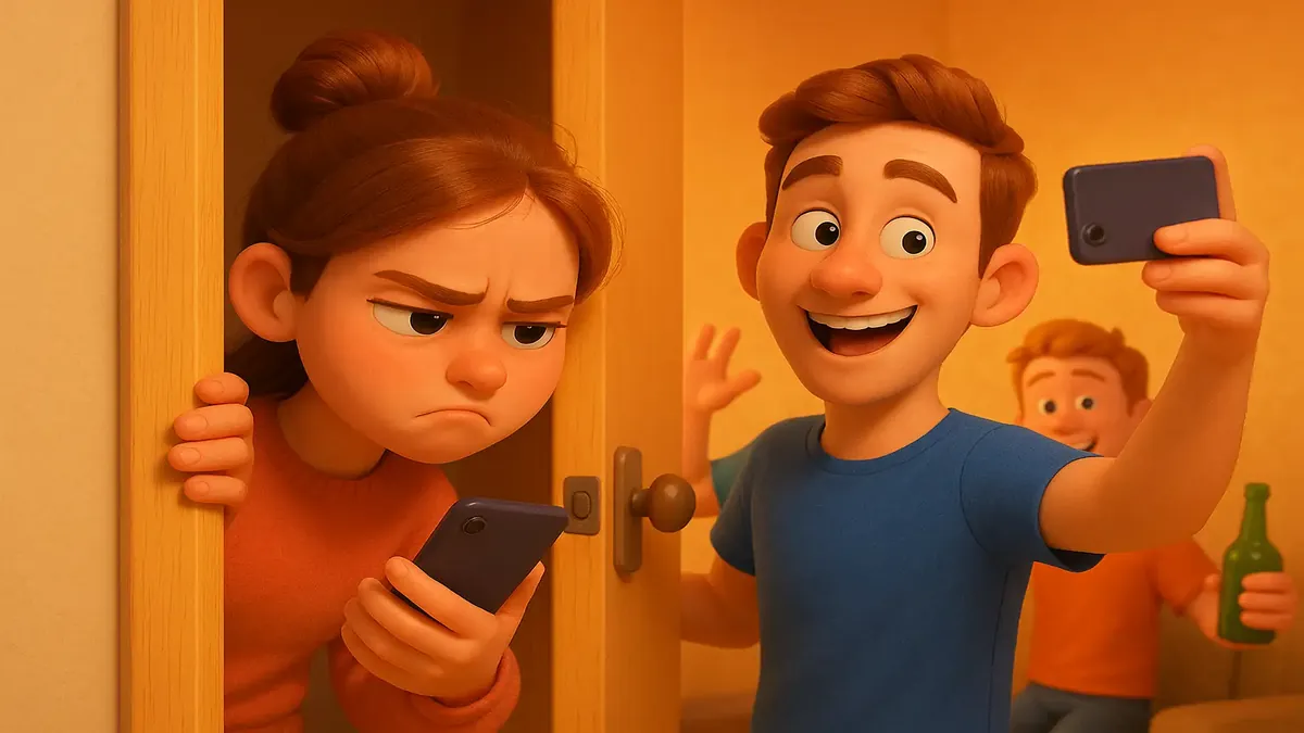 Cartoon-style 3D illustration of a person plotting a playful revenge plan after a breakup.