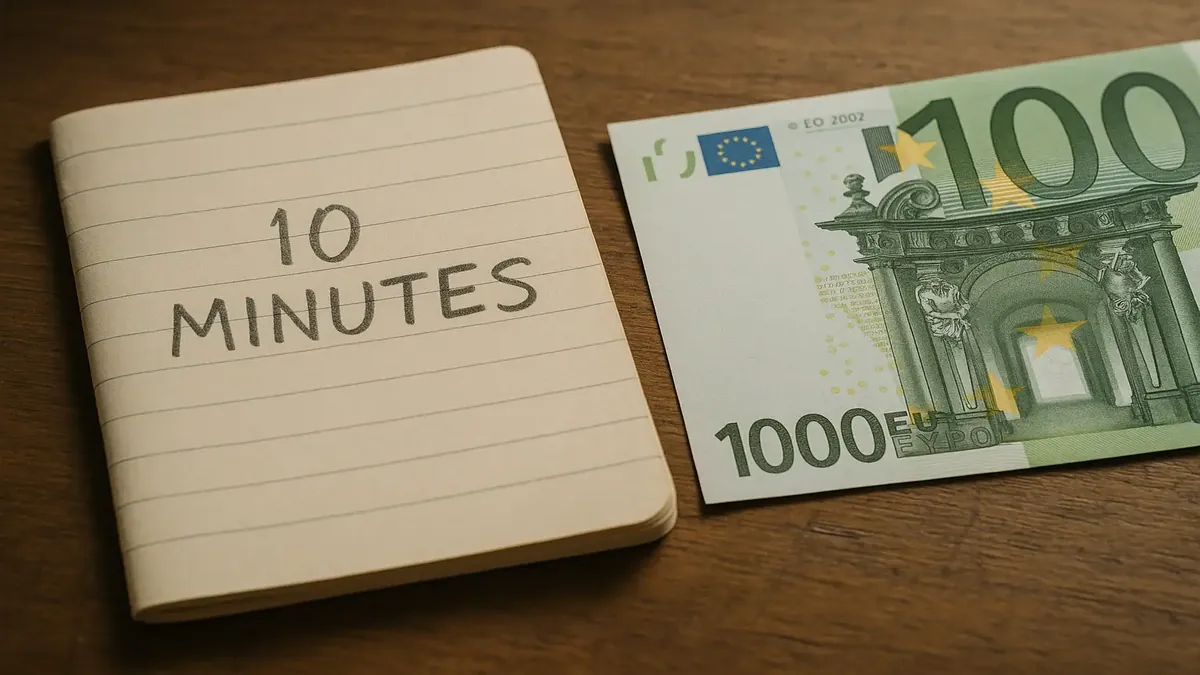 ஒரு நிறுவன லேப்டாப், வண்ணமயமான பிறந்த நாளுக்கான அழைப்பிதழ் வடிவமைப்பை காட்டுகிறது, வேலை-வாழ்க்கை சமநிலை சவால்களை வெளிப்படுத்துகிறது.