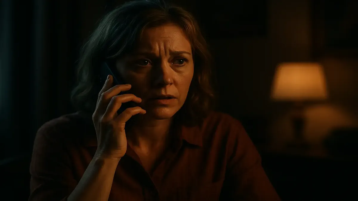 Woman on a phone call, expressing disbelief about early hotel check-in for a wedding event.