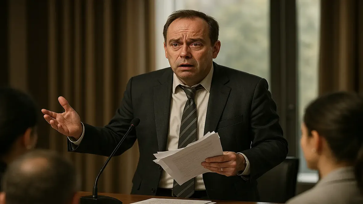 Sales director in a chaotic office, illustrating the challenges of mismanagement and communication breakdowns.