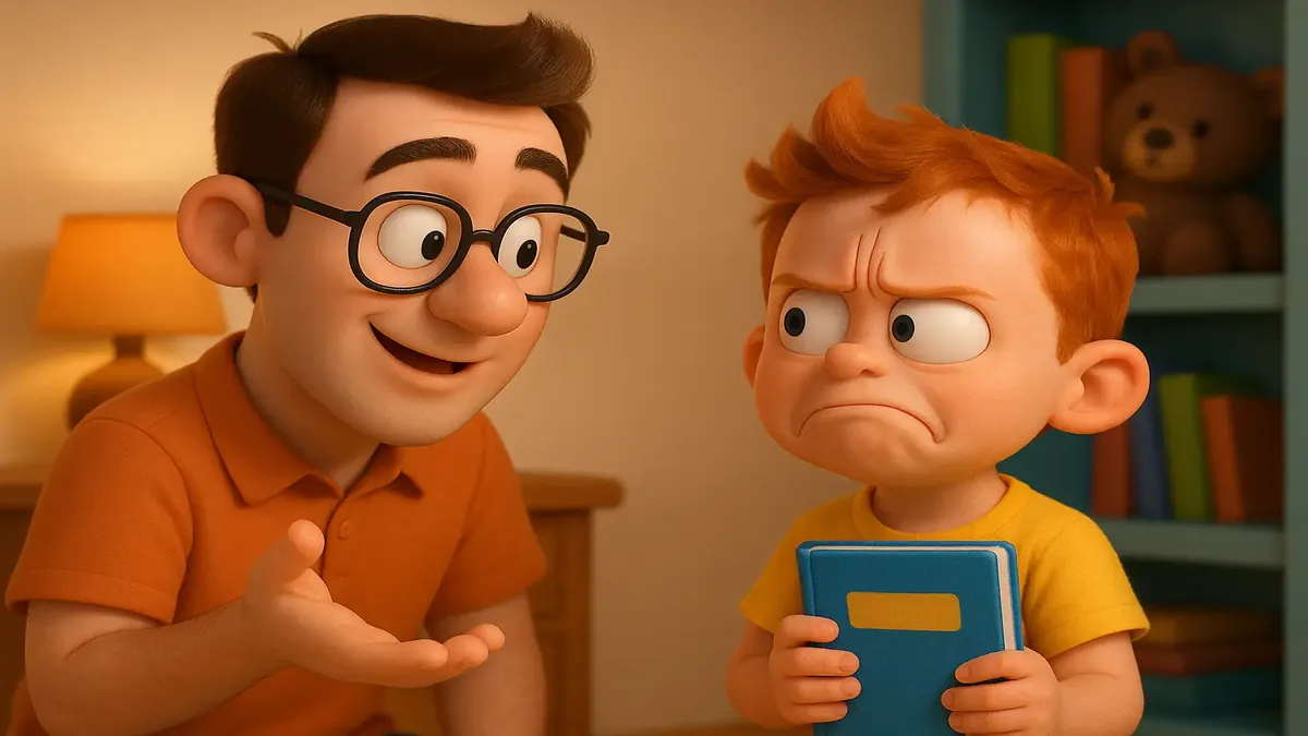 கெவின் மாயமான பொருட்களை எப்பொழுது தேடினால் கடைசி முறையில் மட்டுமே கண்டுபிடிக்கிறான் என்பதைக் குறிக்கும் கார்டூன்-3D படம்.