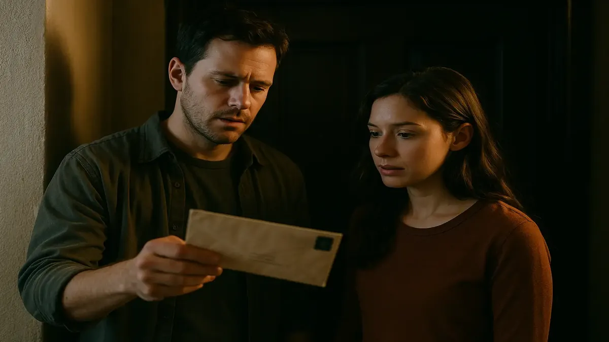 புதிய வீட்டில் மின்னஞ்சல்களை வகுப்பது என்ற ஒரு திரைக்கதை காட்சி, ஒரு ஜோடி.