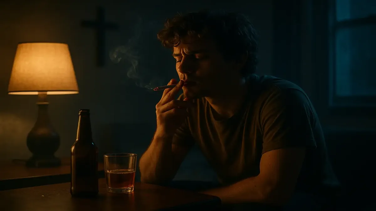 Kevin throwing a rave at a Christian college, highlighting his wild college adventures and vices.