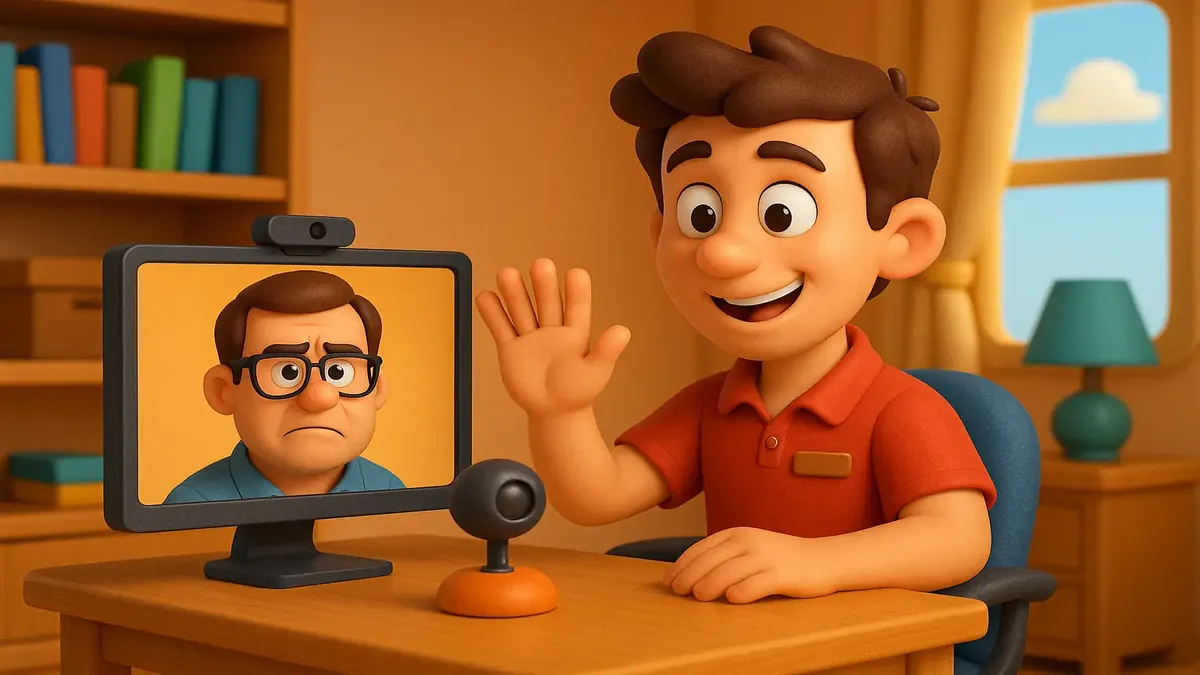 Cartoon-3D depiction of a former Sports Authority manager reflecting on employee theft concerns.