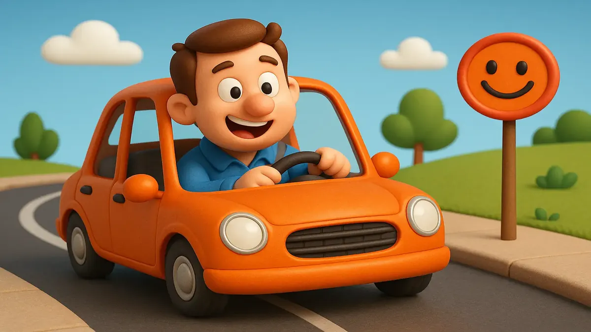 व्यस्त NYC स्ट्रीट का कार्टून 3D चित्र, जिसमें एक प्रॉपर्टी मैनेजर लैपटॉप पर साइन-ऑफ चेक कर रहा है।