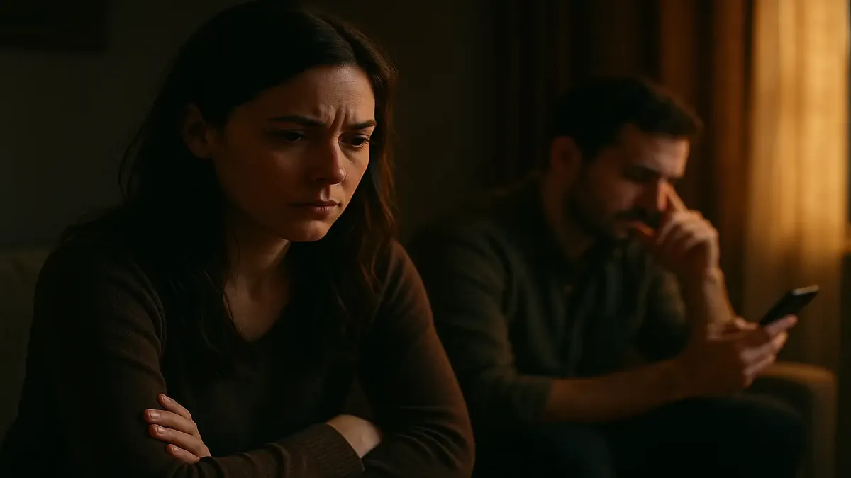 एक महिला नए देश में नौकरी की खोज पर विचार कर रही है, उसके डेस्क पर भाषा की किताबें और लैपटॉप हैं।