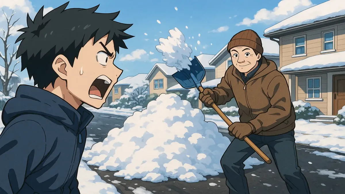 पड़ोसी का अनियंत्रित तरीके से सड़क पर बर्फ फेंकना, स्थानीय बर्फ हटाने के नियमों का उल्लंघन करना।