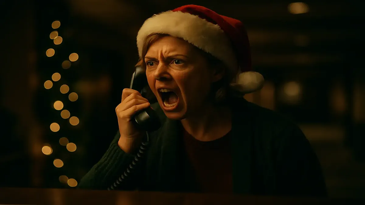 श्मिल्टन ईडन होटल में छुट्टियों की हलचल, क्रिसमस रात की फोन कॉल का तनाव दर्शाते हुए।