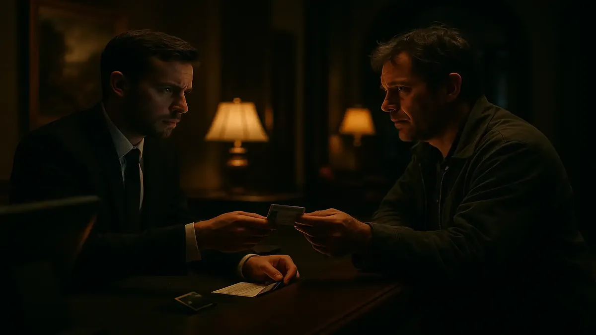 रात के समय होटल में चेक-इन करते हुए मेहमान, बुकिंग विवरण और पहचान पत्र की आवश्यकताओं को लेकर भ्रमित।