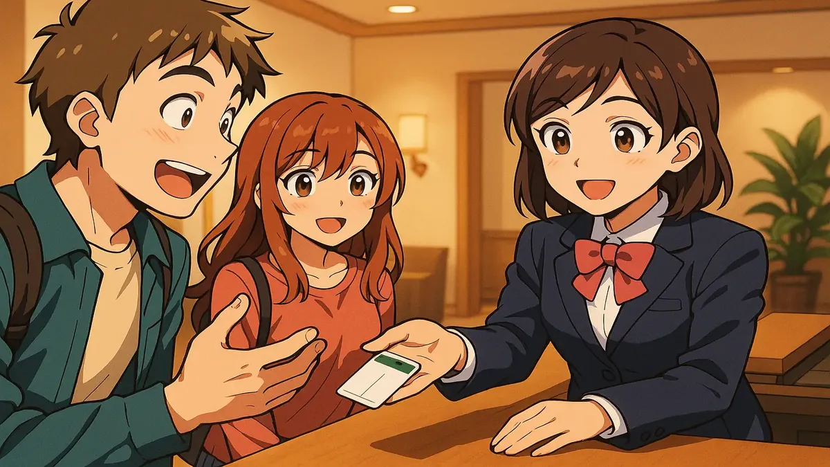 खुशमिजाज एनीमे-स्टाइल होटल स्टाफ व्यस्त वीकेंड में मेहमानों को खास ट्रीट देकर चौंका रहा है।