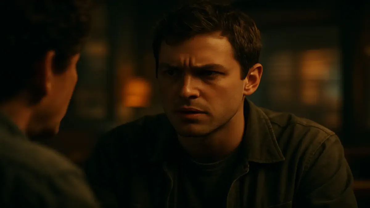 A cinematic portrayal of a person expressing frustration during a conversation, highlighting misunderstandings.