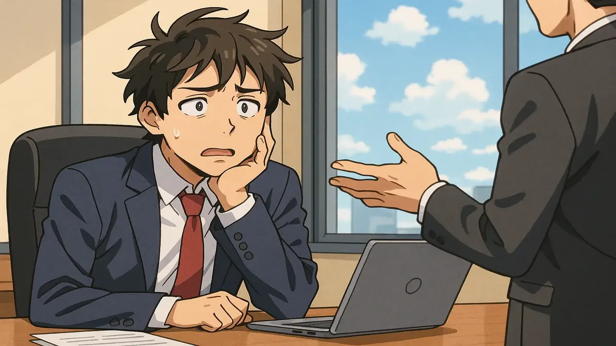 Anime-style illustration depicting a conflicted professional reflecting on a recent guest review.