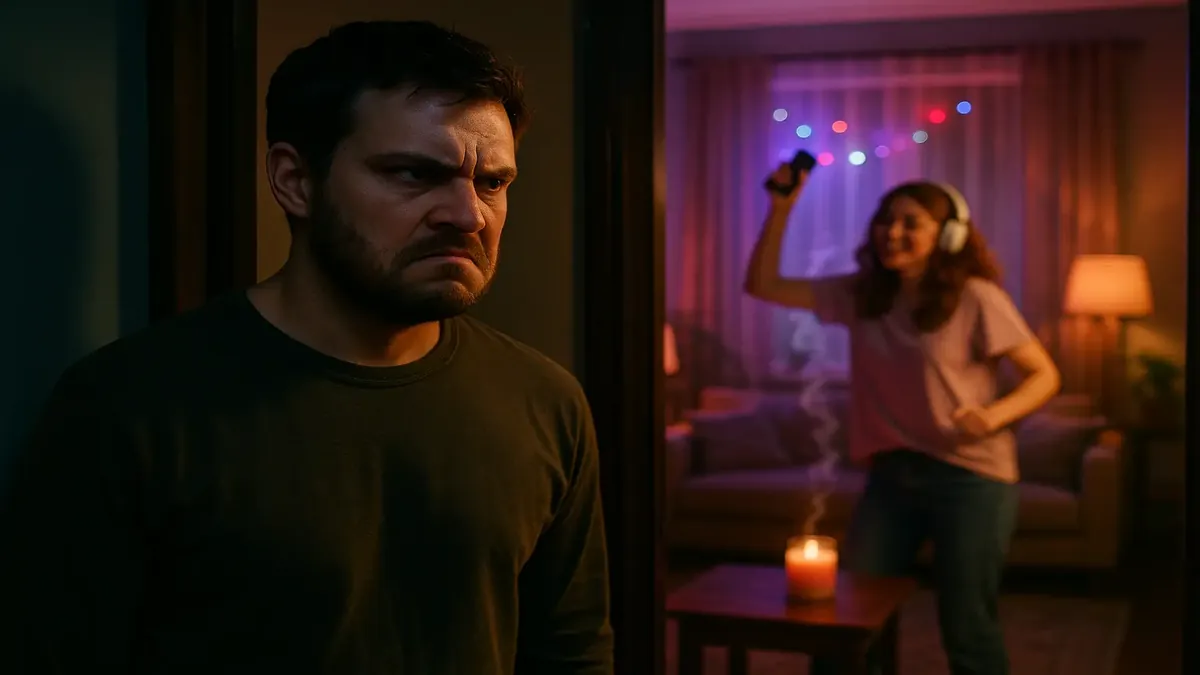 Woman enjoying girly music and fragrances, symbolizing creative ways to handle noisy neighbors.