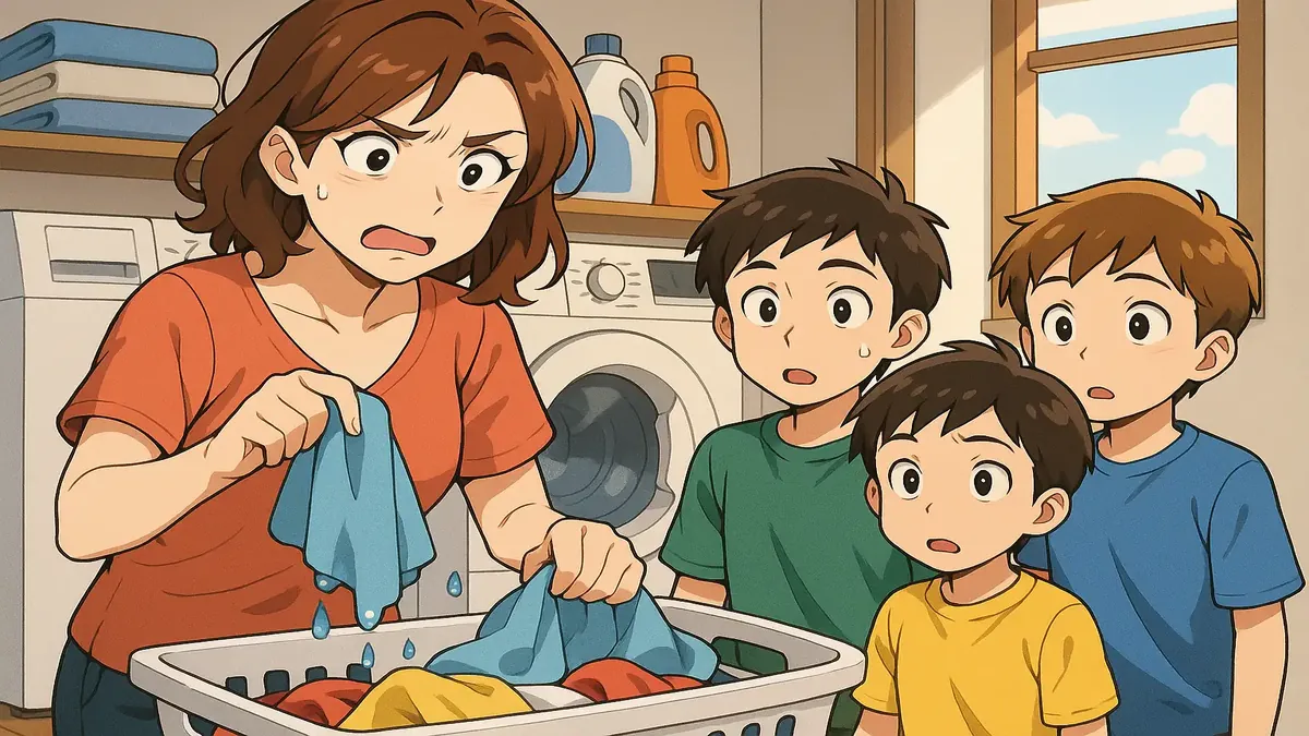 Ilustración de anime de una familia en crisis, reflejando luchas emocionales durante una crisis de mediana edad.