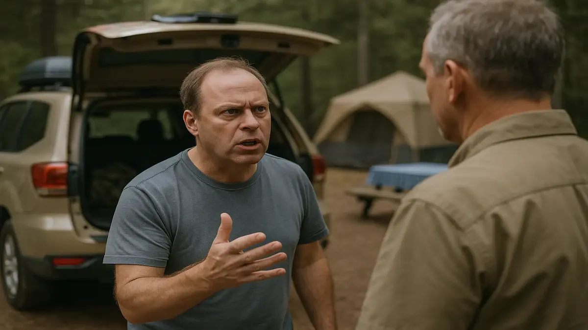 இரண்டு முகாம்களுக்கு இடையே குதிரை மற்றும் குதிரைக்குட்டிகள் உள்ள முகாமின் காட்சி.