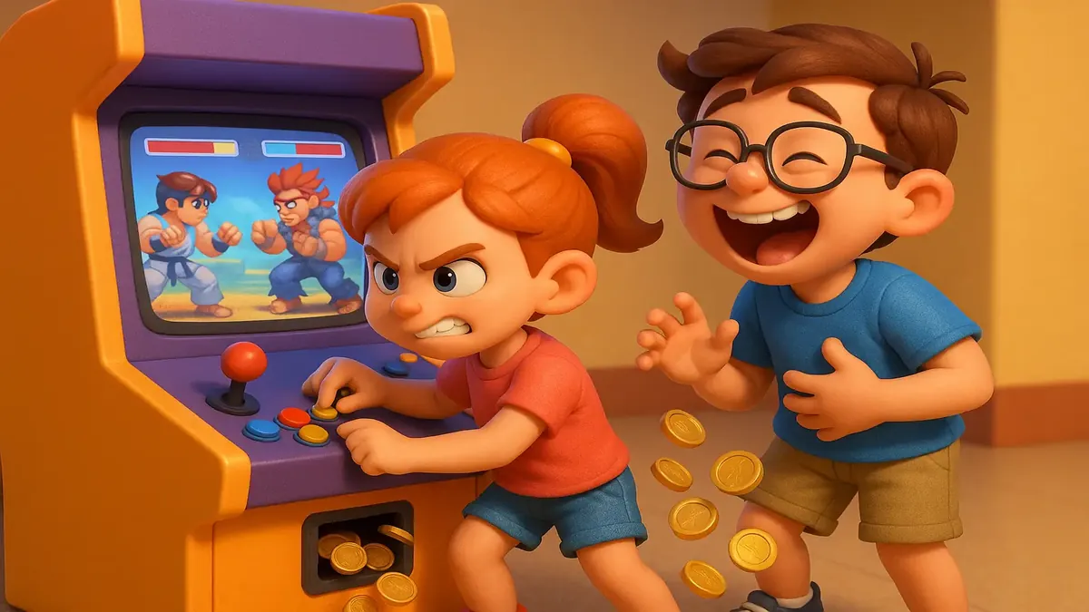 சந்தோசமான காட்சிகளுடன் உள்ள பழமையான Capcom போராட்ட விளையாட்டுகளைப் பிரதிபலிக்கும் கார்டூன் வடிவம்.