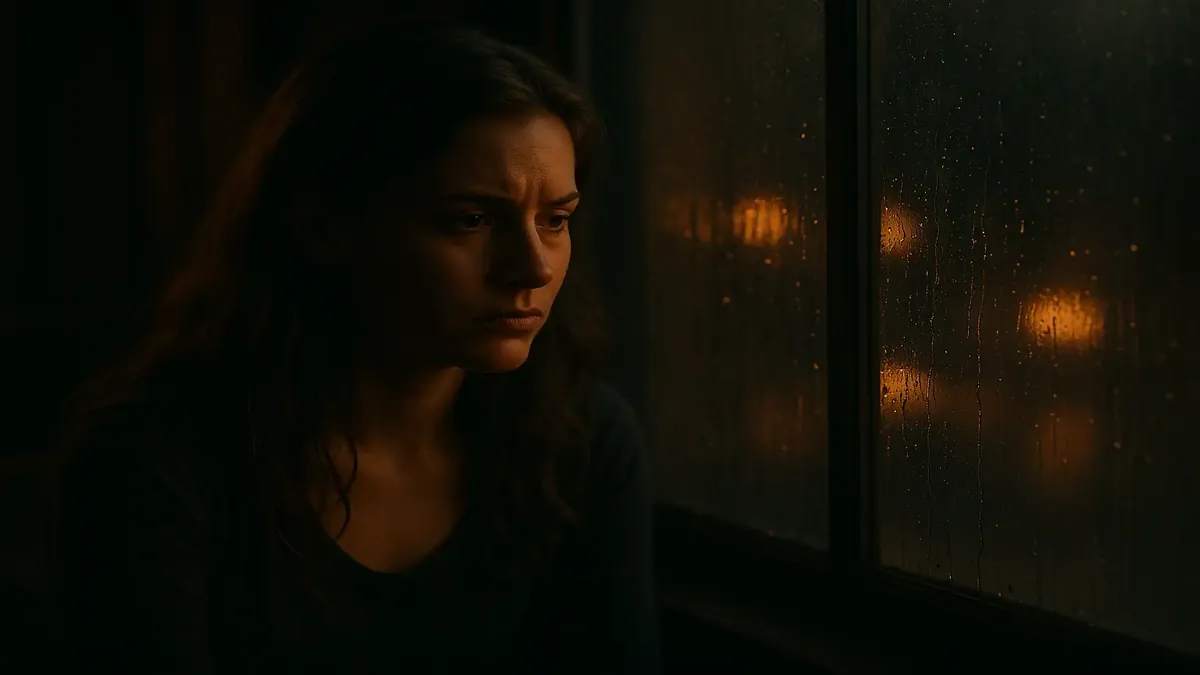 ஒரு பெண் தனித்துவத்தைக் குறித்து சிந்திக்கிற கலைமயமான படம்.