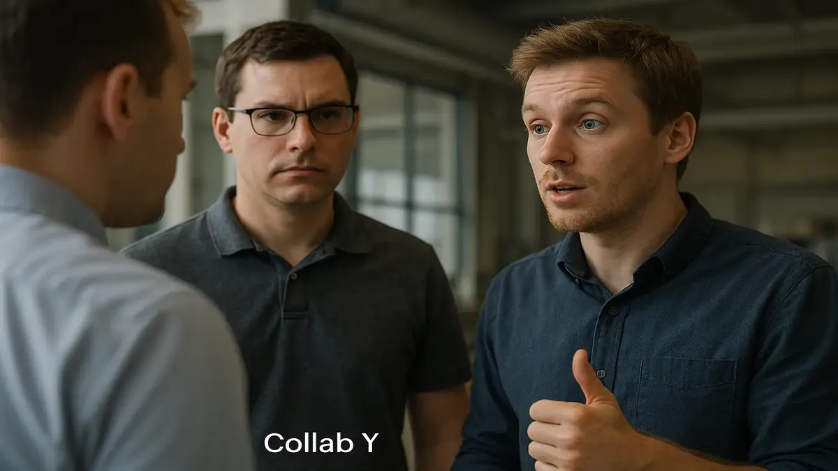 Colleague discussing urgent parts order for a time-sensitive test in a professional setting.