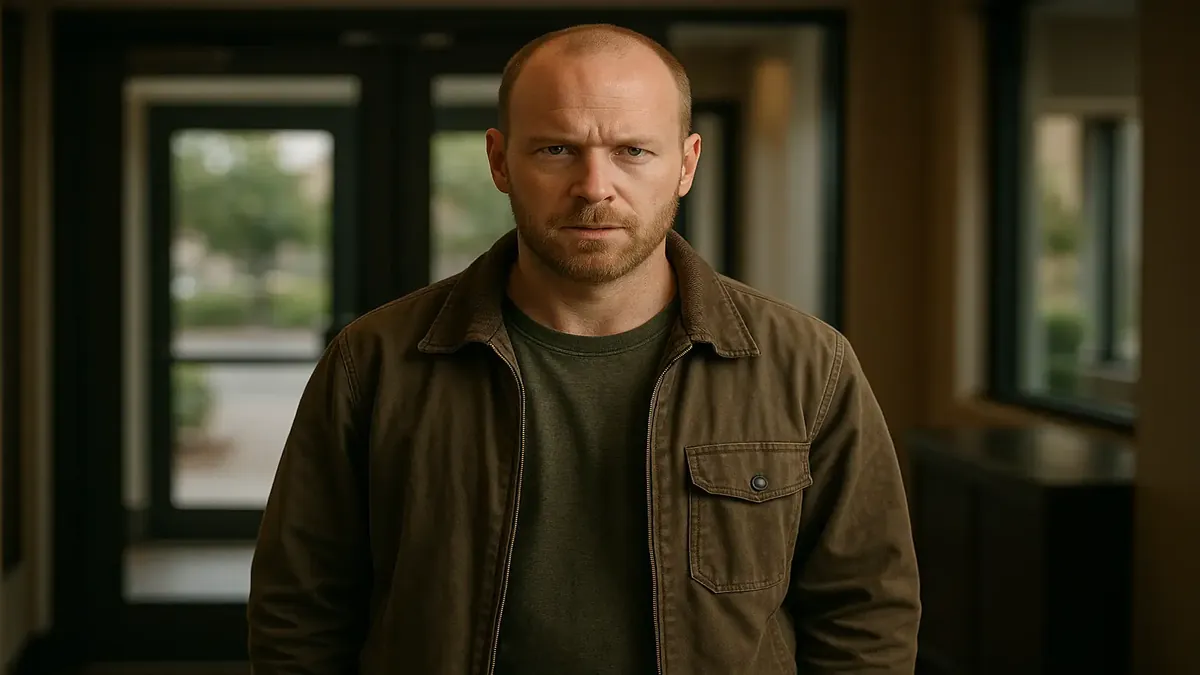 Photorealistic image of a busy front desk with a reception agent assisting a guest.