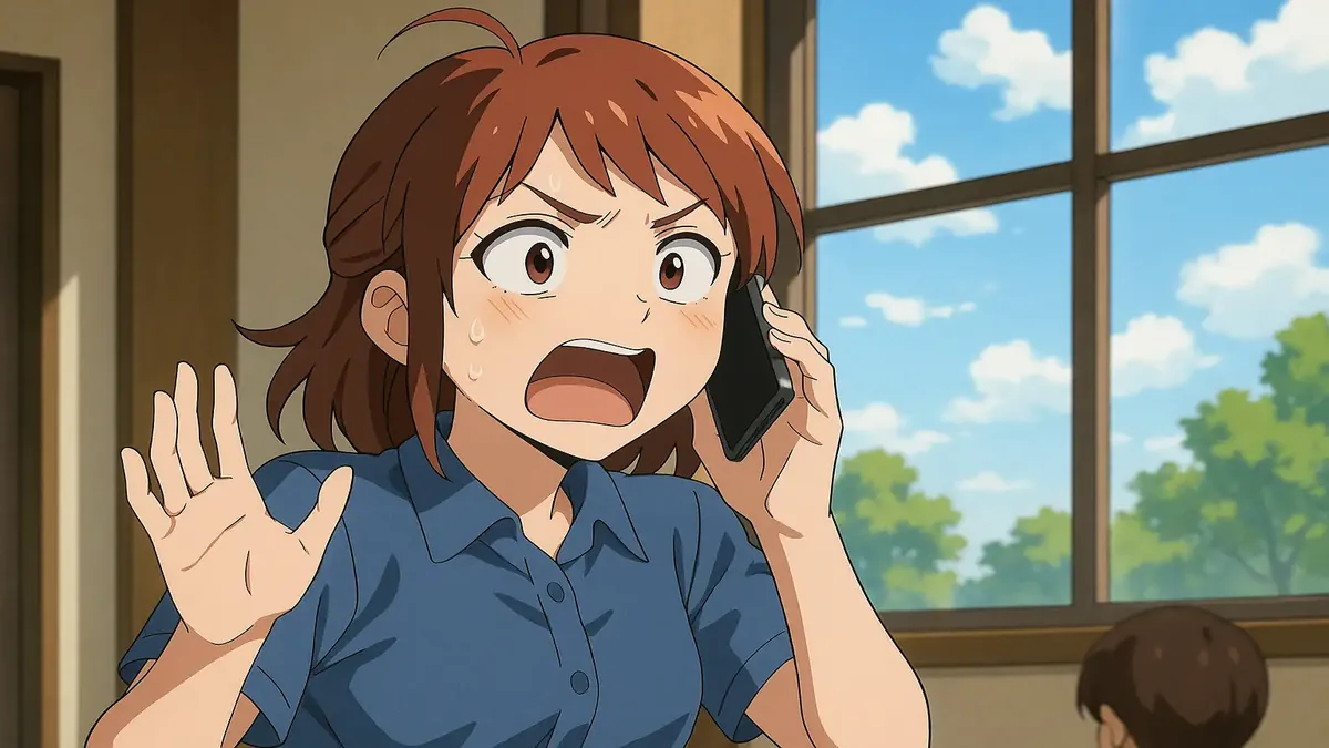 Anime-style illustration of a shocked employee receiving surprising news about their boss quitting unexpectedly.