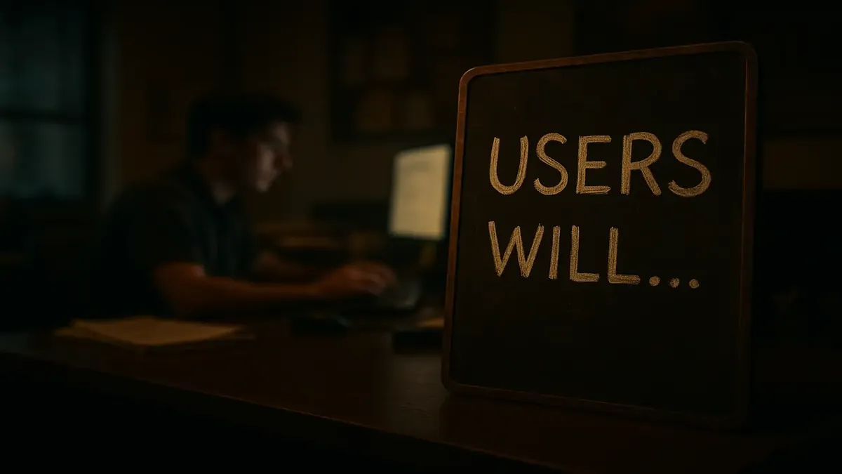 Cinematic illustration of tech support rules, showcasing users engaging with technology in humorous scenarios.
