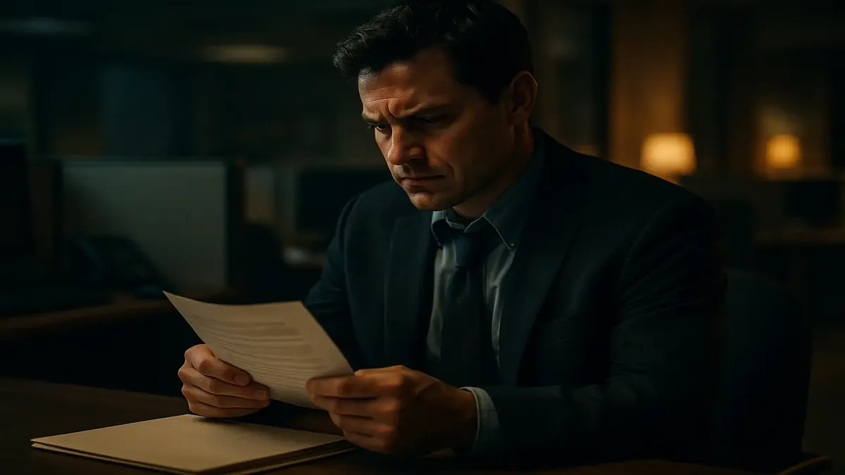 Call center team lead enforcing strict security policies in a cinematic setting.